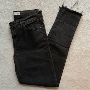 Black Distressed Taw Hem Denim Jeans Loft